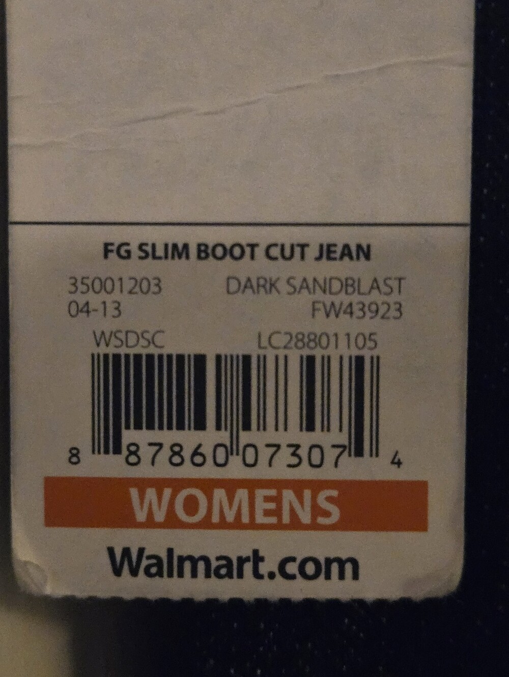 NWT Women's Faded Glory Dark Blue Slim Boot Cut Denim Jeans With Subtle Fading - Picture 7 of 8